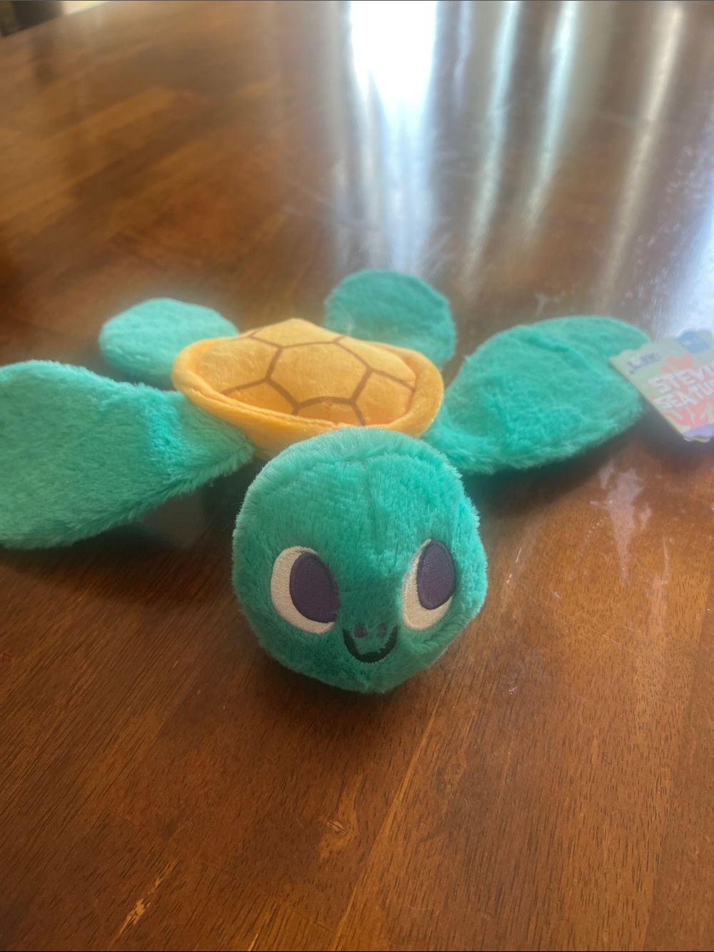 Plush Sea Turtle Toy - Teal and Yellow - dog toy